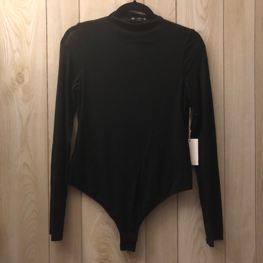 Black sheer sleeve bodysuit